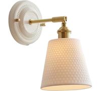 MEVZHH Lámparas de Pared, Latón Pared Sconce, Sombra de Vidrio de Leche Costillada, Lámpara Costera Del País Francés para la Sala de Estar, Habitación de Niños, Porche, Lado de Cama, Accesorio de Ilum