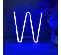 MEVZHH Lámparas de Pared,Led Diy Luz de Neón 0-9 Iluminar Números 26 Alfabeto Lámpara de Neón Batería/Usb Alimentado, Lámpara Decoración de Pared, Número/Letra Iluminada Señal Luces de Neón/Azul/e