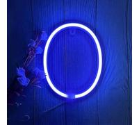 MEVZHH Lámparas de Pared,Led Diy Luz de Neón 0-9 Iluminar Números 26 Alfabeto Lámpara de Neón Batería/Usb Alimentado, Lámpara Decoración de Pared, Número/Letra Iluminada Señal Luces de Neón/Azul/e