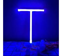 MEVZHH Lámparas de Pared,Led Diy Luz de Neón 0-9 Iluminar Números 26 Alfabeto Lámpara de Neón Batería/Usb Alimentado, Lámpara Decoración de Pared, Número/Letra Iluminada Señal Luces de Neón/Azul/e