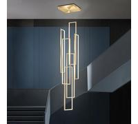 MEVZHH Luz Colgante de Escalera de Aluminio de Oro para Sala de Estar Pasillo Dúplex Vestíbulo Y Escalera - Lámpara Colgante Elegante de 6 Brazos
