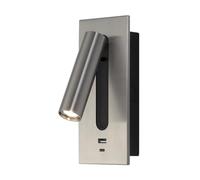 MEVZHH Modern Usb Wall Sconce con Rotación Ajustable, Led Readilight Junto a la Cama, Usb Chargiports, Control de Interruptor, Acabado Negro Ideal para Dormitorio/Ty-C + Usb/Gris