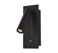 MEVZHH Modern Usb Wall Sconce con Rotación Ajustable, Led Readilight Junto a la Cama, Usb Chargiports, Control de Interruptor, Acabado Negro Ideal para Dormitorio/Ty-C + Usb/Negro