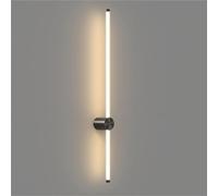 MEVZHH Nordic Dimming Linear Wall Lamps & Sconces 3 Color Mode 12W/16W/20W Long Strip Light Bar Modern Light Luxury Brass and Industrial Black Gold Wall Lamp/Negro/100 cm