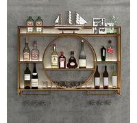 MEVZHH Portabotellas Metálicas de Estante de Vino Montado en la Pared con Soporte de Vidrio Estantes de Almacenamiento Versátiles para Botellas de Vino Ideal para la Sala de Estar Cocina Bar Hotel - N