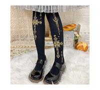 MEVZHH Primavera Y Veranobotas de Bronce Impresas Medias de Seda Segundo Elemento Chica Suave Loli Medias de Seda/Negro Y Dorado/153Cm 168Cm