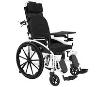 MEVZHH Silla de Ruedas con Reposacabezas, Silla de Ruedas Plegable Yra, Silla de Transporte Plegable Es Portátil, Ruedas Traserass de 18 Pulgadas, Asiento Ancho de 47 Cm, Portátil