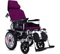 MEVZHH Sillas de Ruedas, Silla de Ruedassada con Reposacabezas, Silla Eléctrica Portátil Plegable Yra, Ancho Del Asiento 45Cm, Apoyo Y Ángulo Deldal Ajustables, Joystick de 360 Grados, Pararsonas Mayo