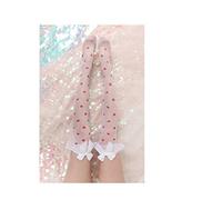 MEVZHH Socks,Lolita Girl Dot Printing Thin Kit Sock with Big Butterfly Knot and Lace Jk Stockings/Marfil/Tamaño