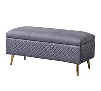 MEVZHH Taberno Cubierta de Pies de Metal Cuero Pu Cojín de Esponja Superior Asiento Extra en la Sala de Estar Taberno de Cambio de Zapato en la Entrada/Azul