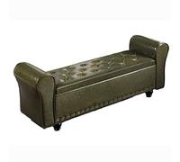 MEVZHH Taburete de Almacenamiento de Los Otomanos, Material de Cuero Artificial Se Sienta Zapato Multifunción Zapato Banco Sofá/Verde Oscuro/40 * 40 * 120 cm