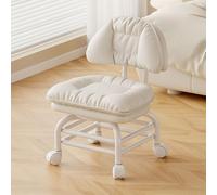 MEVZHH Taburete Rollilow Lazy Seat Backrest 3 Capa Mobile Taburete Ruedas Giratoriasiversalesas para Cocina de Oficina en el Hogar/Blanc/Nivel B3