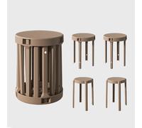 MEVZHH Taburetes de Bar Apilables Conjunto de Taburetes Redondos Adultos Muebles de Ahorro de Espacio Oficina en el Hogar Salas de Clases Elegantes Versátiles/Marrón/No.