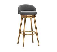 MEVZHH Taburetes de Bar Giratorios de Terciopelo 360 ° Rotación de Oro Pienas de Metal Estilo de Granja Altura Cocinaa Isla Y Desayuno/1Pc - Gris