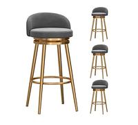MEVZHH Taburetes de Bar Giratorios de Terciopelo 360 ° Rotación de Oro Pienas de Metal Estilo de Granja Altura Cocinaa Isla Y Desayuno/4Pcs - Gris