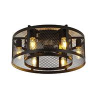 MEVZHH Ventiladores de Techo con Lámparas, Ycwdcs E27 Ventilador de Techo con Luces Y Luces Industriales Remotas Ventiladores de Techo de Metal Negro Luces sin Bombilla para Sala de Estar Sala de Come