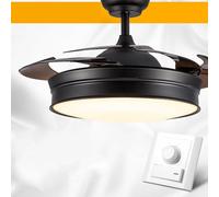 MEVZHH Ventiladores de Techo Lámparas, Ventilador de Techo Stealth Luzes Ventilador Luzes Sala de Estar Comedor Dormitorio Hogar Modernomalista Fan Serie Ultra-Delgada Salvaje/Control de Pared/42 Pulg