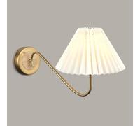 MEVZHH Vintage Plisado Tela Sombra Lámpara de Pared Oro Nórdico Blanco Sconce, Diseño Industrial Moderno de la Granja de Mediados Del Siglo, Perfecto para Los Niños Dormitorio, Sala de Estar/Color Del