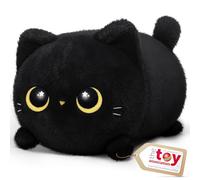 Mewaii 20CM Peluche Pequeños Gato Negro con Ojos de Luna-Suave y Lindo Cojín de Peluche para Abrazar - Ideal para Niños, Regalo para Navidad, Cumpleaños y Más
