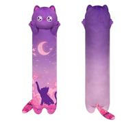 Mewaii 50 cm Kawaii Cat Peluche Cojín Largo Gato púrpura Juguete Suave y cómodo Almohada de Gato de Peluche para niños de 3 años y más