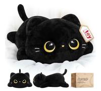 Mewaii Almohadas de Peluche Gato Negro Kawaii, Juguetes Stitch Lindo Cojines de Peluche Animales para Niños y Descanso