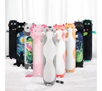 Mewaii - Cojín de Peluche para niño y niña, Animales, Juguete Kawaii Mullido, cómodo, Almohada de Peluche para Adolescentes, Regalo (110 cm, Gato Gris)