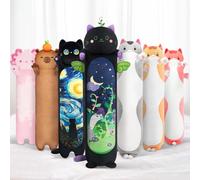 Mewaii Largo Gato de Peluche Negro Almohada Grande 130CM Suave de Gato de Animales Muñecas Que Respira Juguetes Navidad Regalo para Niños