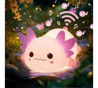 Mewaii Luz Nocturna Axolotl Táctil para Niños - Lampara Infantil de Silicona, 3 Niveles de Brillo, 4 Sonidos Relajantes, Batería Recargable 1200 mAh, Ideal para Bebés