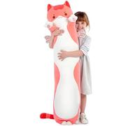 Mewaii Peluche de gato largo de 5 tamaños, 120 % extra relleno, almohada corporal gigante para niños, peluche de gato rosa Kawaii, almohada grande de cuerpo largo, regalo de felpa para niñas de 44