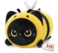Mewaii Peluche Gato Negro con Ojos de Luna y Sombrero de Abeja 40CM - Suave y Lindo Cojín de Peluche para Abrazar - Ideal para Niños, Regalo para Navidad, Cumpleaños y Más