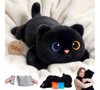 Mewaii Peluche Gato Negro con Peso de 2,4 kg y Almohadilla Calefactable | Animal de Peluche 58 cm, almohadilla extraíble, microondas/enfriable, abrazo envolvente, regalo para niñas y adolescentes