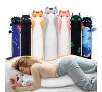 Mewaii Peluche Gato Stitch Que Respira 90CM Largo Gato Gris de Almohada Suave Animales Muñecas Almohada Juguetes Cojín de Peluche Regalo para Niños