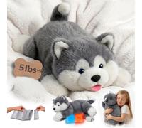 Mewaii Peluche Perro Husky Tumbado, 2,4 kg, Cojín Térmico | Animal de Peluche 58 cm, almohadilla extraíble, microondas/enfriable, abrazo envolvente, regalo para niñas y adolescentes