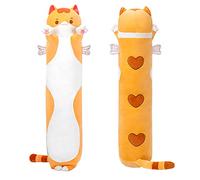 Mewaii Stofftiere Katzen Orange 130CM Plüsch Kissen Lang Kätzchen Plüschtier Ausgestopftes Tier Spielzeug Kuschelkissen Geschenk Plüschkissen