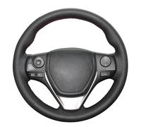 MEWANT Cubierta para volante de cuero genuino para Toyota RAV4 2013-2019, Corolla 2014-2019, Corolla iM (EE. UU.) 2017-2018, Auris 2013-2016 - Negro, 37 cm de diámetro
