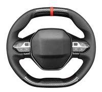 MEWANT Funda para volante de fibra de carbono brillante cosida a mano y piel sintética para Peugeot 208 308 (SW) 2008 3008 508 508 SW 5008 Partner Rifter