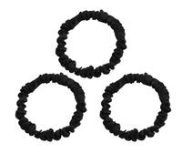 Mewflew Coletero de Seda de Mora 3PCS - Scrunchie de seda suave & lisa de doble cara, banda elástica para el cabello de mujer, sin marcas, delicada con el cabello (Negro)