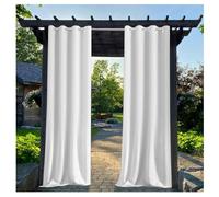 Mewkew Cortinas para exteriores, impermeables, resistentes al viento, opacas, con aislamiento térmico, ojales para exteriores, para porche, patio, puerta, jardín, cenador, pérgola, color blanco, 157