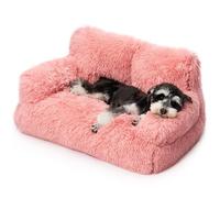 Mewoo Cama para mascotas para gatos y perros pequeños, cama lavable para cachorros, sofá cama para mascotas, sofá cama suave y calmante para gatos de interior, parte inferior antideslizante (rosa)