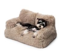 Mewoo Cama para mascotas para gatos y perros pequeños, cama lavable para cachorros, sofá cama para mascotas, sofá cama suave y calmante para gatos de interior, parte inferior antideslizante (marrón)