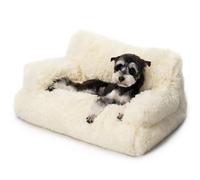 Mewoo Cama para mascotas para gatos y perros pequeños, cama lavable para cachorros, sofá cama para mascotas, sofá cama suave y calmante para gatos de interior, parte inferior antideslizante (beige)