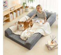 Mewoo Cama Plegable para Perros Humanos, 71 x 39 x 11 Pulgadas, Cama Extragrande esponjosa, Cama Lavable de tamaño Humano Grande con Funda extraíble, Cama Gigante para Mascotas Adultas