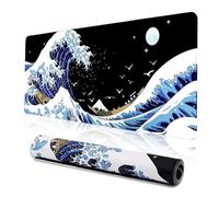 MEWOOCUE Alfombrilla de Mouse para computadora portátil para Juegos, diseño de Olas de mar, Impermeable, Antideslizante, 31 x 11.8 Pulgadas, 3 mm de Grosor, XL, XXL, tapete de Goma Kanagawa, Surf y