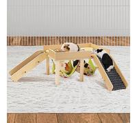 MEWTOGO Hamaca de Conejillo de Indias con Plataforma, escondite de Madera con escaleras, Cama pequeña Segura y Duradera para Mascotas