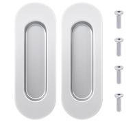 Mewtush 2PCS Tiradores Ovalados Autoadhesivos para Puerta Corrediza, (100mm),Tirador Puerta CorrederaTiradores Ocultos de Aleación de Aluminio para Puertas de Granero, Armarios y Cajones