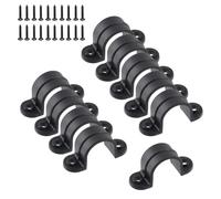 Mewutal 10 correas de tubo de PVC de 1 pulgada, abrazaderas de plástico en forma de U, 2 agujeros, clips de tubo negros para cables de tubo de agua (25 mm)