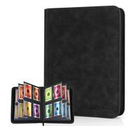 MewVeer Top Loader Álbum Cartas, Album de Cartas, Capacidad para 112 Top Loaders 4 Bolsillos, Carpeta Cargadores Superiores Card Binder para Tarjetas YGO/TCG, Negro (No para cartas SIN un Top Loader)