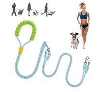 MewZoo - Correas Dobles para Perros, antienredos, con rotación de 360°, de Doble Extremo, de Nailon con asa Suave, Ideales para pasear, Correr y Entrenar al Aire Libre (Azul)