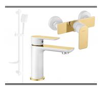 Mexen Alfa Conjunto de ducha DF62, blanco/dorado - 745704DF62-25 5247 5907709182868