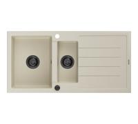 Mexen Andres fregadero de granito 1,5 compartimentos con escurridor 1000 x 500 mm, beige, sifón negro - 6515101510-69-B 16370 5905315013453
